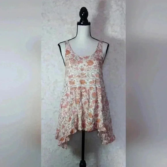Free People Intimately Voile Trapeze Slip Ditsy Floral Lace Mini Dress - Picture 1 of 8